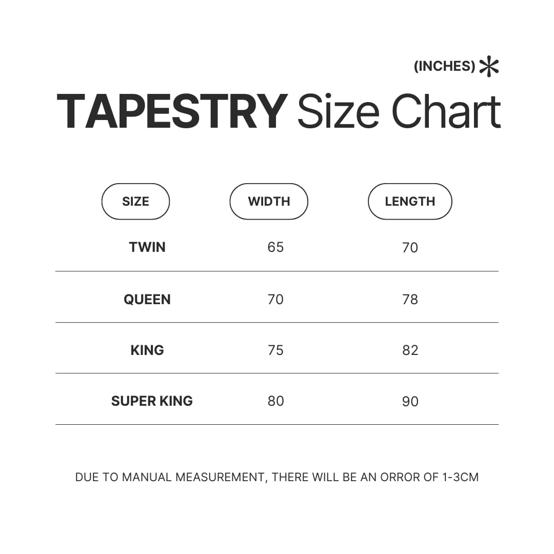 Tapestry Size Chart - Sword Art Online Stuff