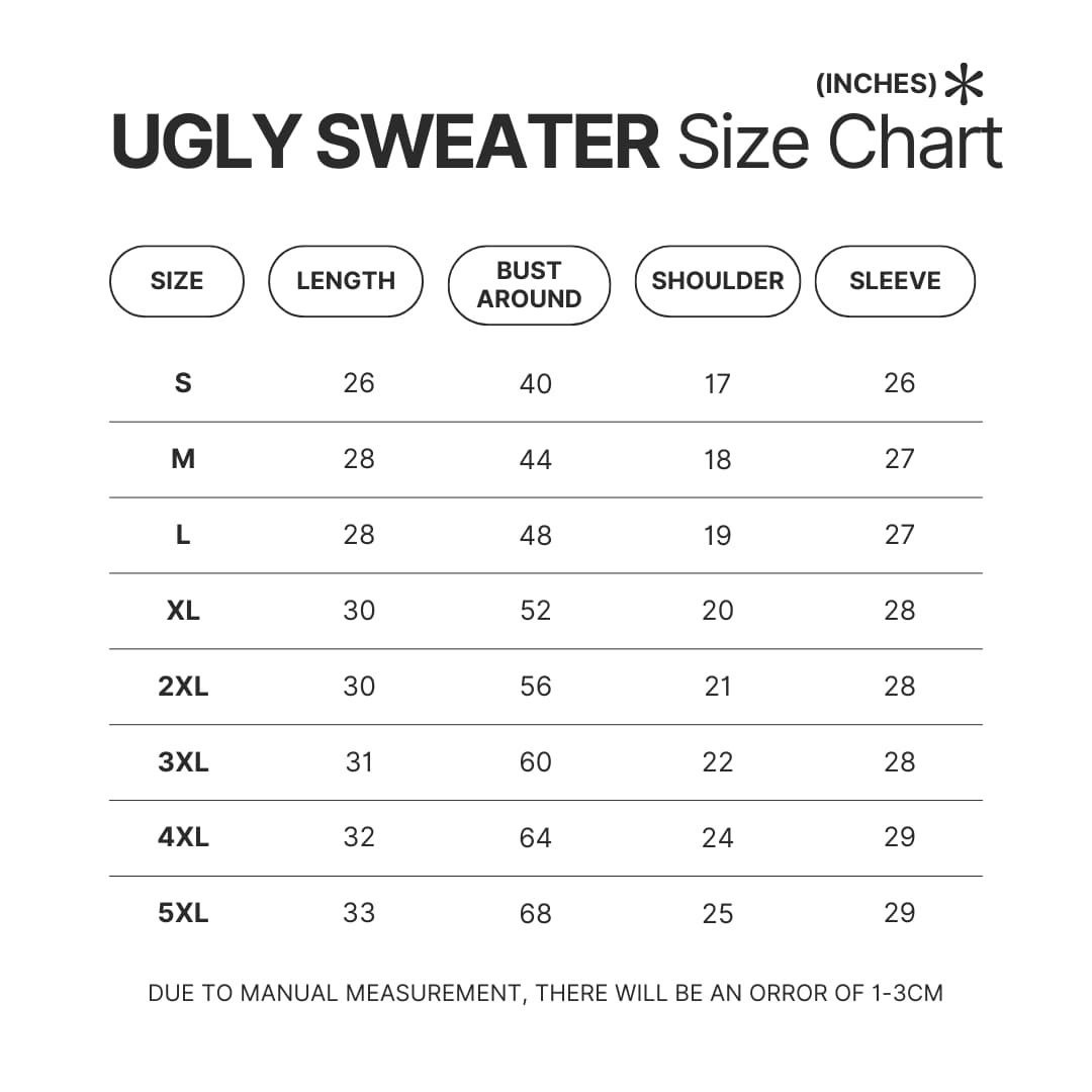 Ugly Sweater Size Chart - Sword Art Online Stuff