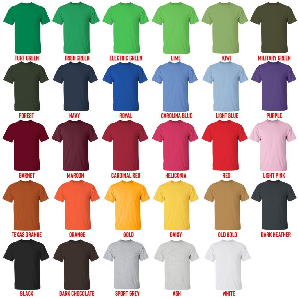 t shirt color chart - Sword Art Online Stuff